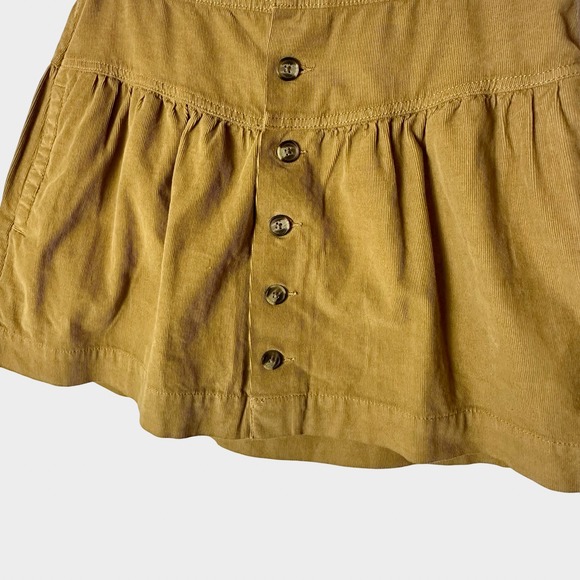 American Eagle Corduroy Mini Skirt Button Front High Rise Size 6 Tan Preppy - Picture 6 of 11